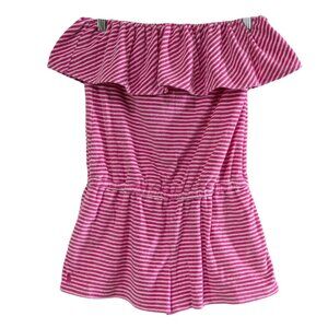 Ralph Lauren Girl's Terry Cloth Romper, Pink White, Size Medium 8-10, Strapless